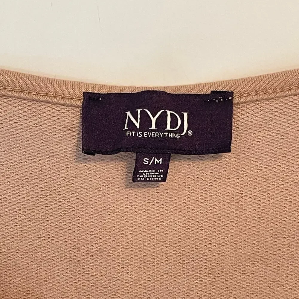 NYDJ French Terry Lounge Tank Womens Small/Medium Tan V-Neck Neutral Shell